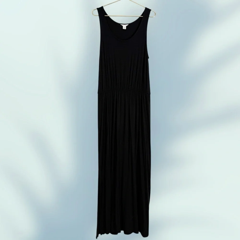Nordstrom Caslon Black Knit Sleeveless Elastic Waist Maxi Dress M (8/10) - Picture 7 of 12